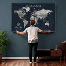 Personalized World Map Canvas – Custom Framed Push Pin