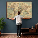 Personalized World Map Canvas – Custom Framed Push Pin