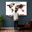 Personalized Vintage World Map Canvas – Custom Framed Push