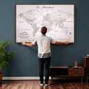 Personalized Vintage World Map Canvas Print – Custom Push