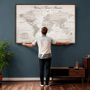 Personalized World Map Canvas Print – Custom Push Pin Travel