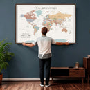 Custom Push Pin World Map Wall Art Canvas Print –