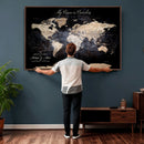 Personalize World Map Push Pin Wall Canvas Print –