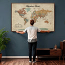 Push Pin Customize World Map Wall Canvas Print –