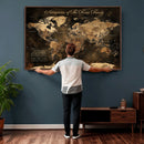 Personalized Family World Map Canvas – Custom Framed Push
