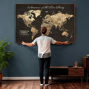Personalized Push Pin World Map Canvas – Custom Framed