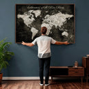 Personalized Push Pin World Map Canvas – Custom Framed