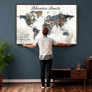 Custom Push Pin World Map Wall Art Canvas Print –