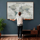Personalized Push Pin World Map Canvas – Custom Framed