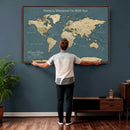 Personalized Push Pin World Map Canvas – Custom Framed