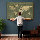 Personalized Push Pin World Map Canvas – Custom Framed
