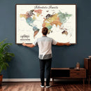 Custom Push Pin World Map Wall Art Canvas Print –