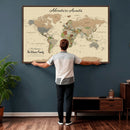 Custom Push Pin World Map Wall Art Canvas Print – Custom