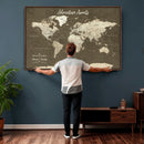 Personalized Framed World Map Wall Art Canvas – Custom Push