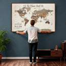 Personalized World Map Wall Art Canvas Print – Custom Push