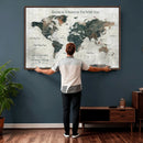 Personalized Push Pin World Map Canvas Print – Custom