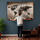 Personalized World Map Wall Art Canvas Print – Customizable