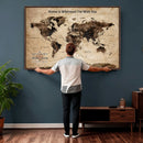 Personalized Framed World Map Wall Art Canvas Print – Custom