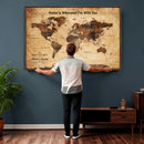 Custom Vintage World Map Canvas Wall Art – Custom Framed