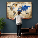 Personalized World Map Canvas Wall Art – Custom Framed Push