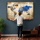 Personalized World Map Canvas Wall Art – Custom Framed Push