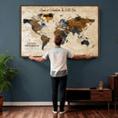Vintage Custom World Map Canvas Wall Art – Custom Framed