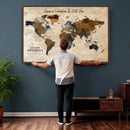 Vintage Custom World Map Canvas Wall Art – Custom Framed