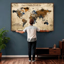 Personalized World Map Canvas Wall Art – Custom Framed Push