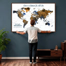 Personalize World Map Canvas Wall Art – Framed Custom Push