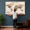 Framed Push Pin World Map Canvas Print – Custom Framed