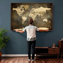 Large Framed Vintage World Map Wall Art Print for Home Wall by MyGreatCanvas | Canvas Wall Art Prints | Photo Prints & Wall Decor
