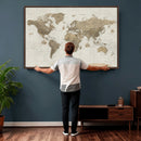 Detailed World Map Wall Art Canvas Print