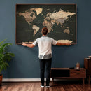 Vintage World Map Canvas Wall Art – Framed Travel Map for by MyGreatCanvas | Canvas Wall Art Prints | Photo Prints & Wall Decor
