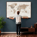 Framed Large World Map Canvas Print for Office Decor by MyGreatCanvas | Canvas Wall Art Prints | Photo Prints & Wall Decor
