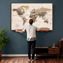 World Map Canvas Print – Framed Detailed Map of the World