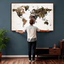 Watercolor World Map Print - Large Wall Art Canvas Print for