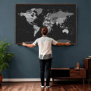 Black World Map Wall Art Canvas Print – Detailed Map of the by MyGreatCanvas | Canvas Wall Art Prints | Photo Prints & Wall Decor