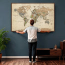Framed World Map Wall Art for Home and Office Decor