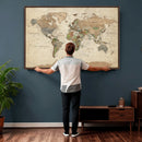 Framed World Map Wall Art for Home and Office Decor