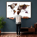 Rustic World Map Wall Art Canvas Print | Large World Map on