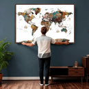 Watercolor World Map Canvas Print – Detailed Map of the