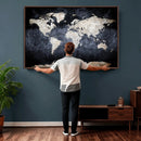 Vintage World Map Canvas Wall Art – Antique Triptych Map