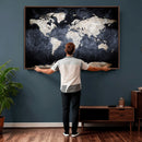 Vintage World Map Canvas Wall Art – Antique Triptych Map