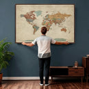 World Map Wall Art Canvas Print, Framed Rustic Atlas Art by MyGreatCanvas | Canvas Wall Art Prints | Photo Prints & Wall Decor