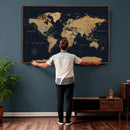 Framed Large World Map Wall Art Canvas Print – Stunning
