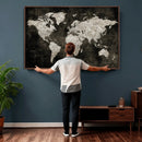 Vintage World Map Wall Art Canvas Print – Framed Large Map