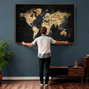 World Map Canvas Wall Art with Famous Landmarks – Framed by MyGreatCanvas | Canvas Wall Art Prints | Photo Prints & Wall Decor