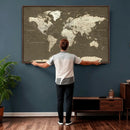 Vintage World Map Canvas Print – Framed Travel Map Wall Art
