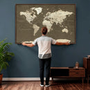 Vintage World Map Canvas Print – Framed Travel Map Wall Art