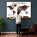 Custom Push Pin World Map Wall Art Canvas Print –